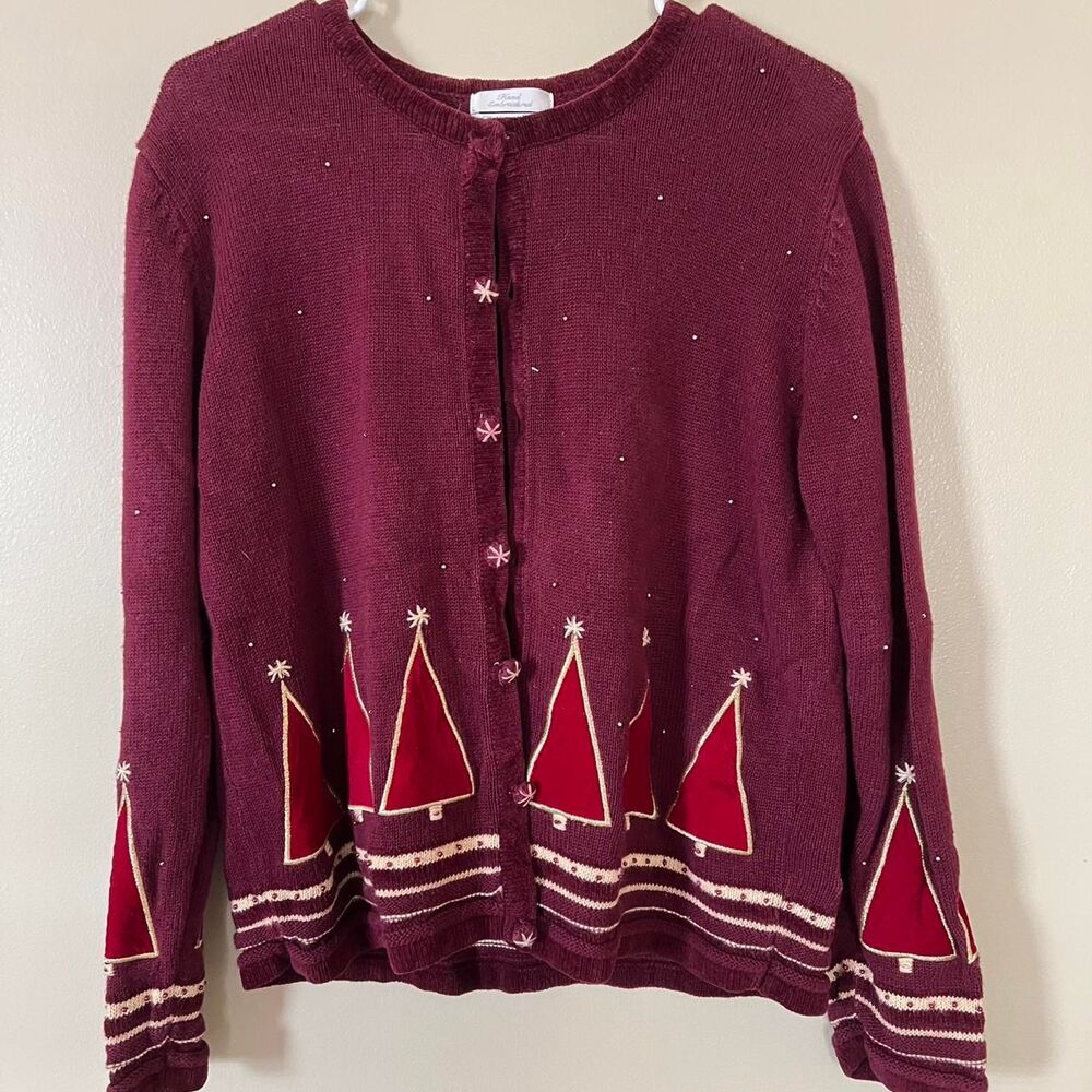 Christopher-banks Women's Burgundy and Red Jumper